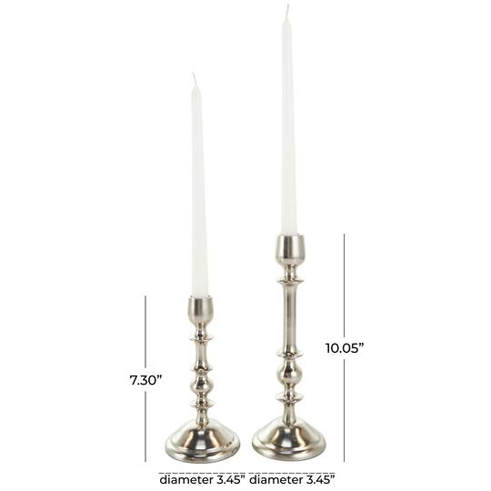 Silver Metal Candle Holder Set